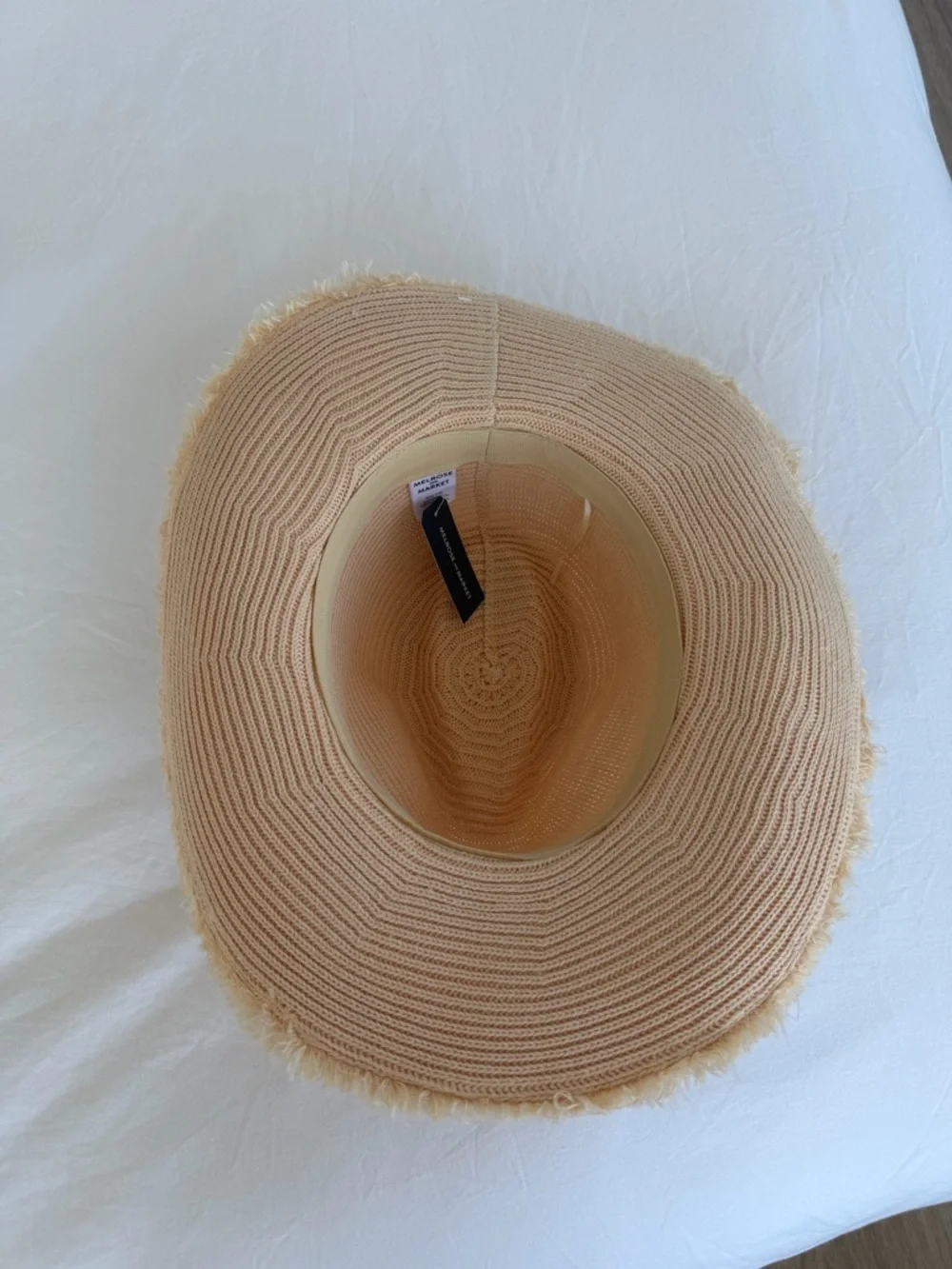 Melrose and Market Frayed Brim Straw Hat - Beige